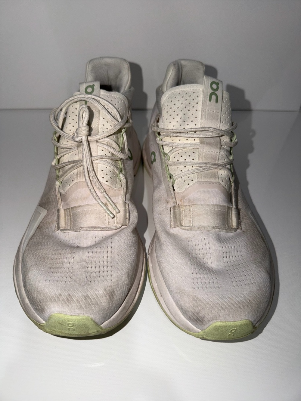 On Running Cloudnova Men's Sneakers in White with Light Green Accents - Picture 2 of 11